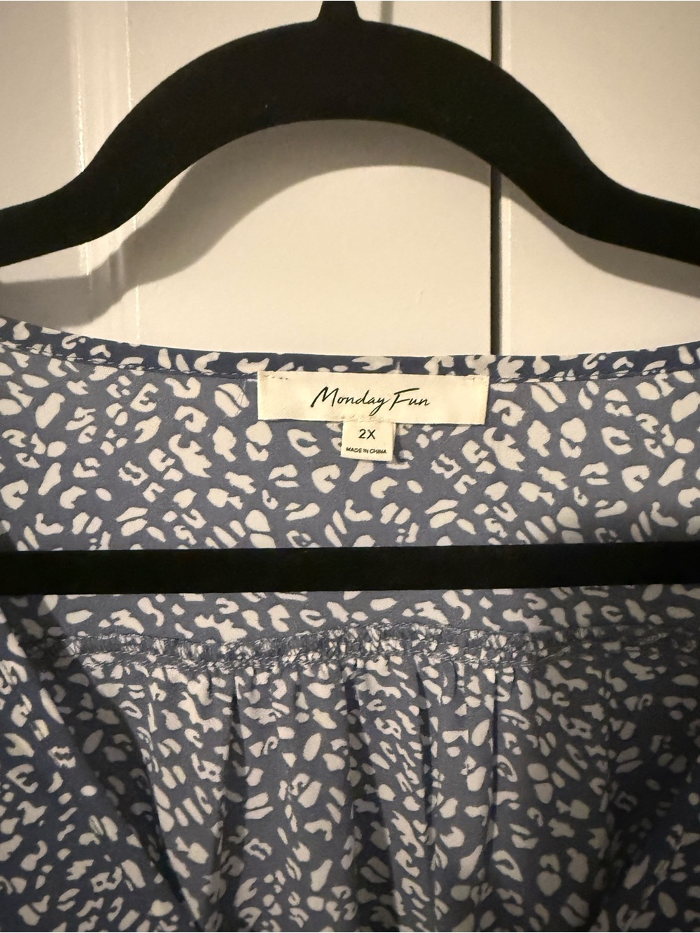 Monday Fun Blue & White Printed Blouse - Picture 2 of 3